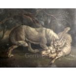 Benjamin Zobel (1762-1831)sand pictureWolf attacking a sheepmonogrammed17 x 21.75in.