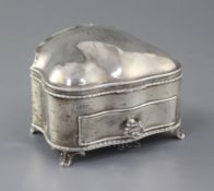 An Edwardian silver trinket box by Nathan & Hayes, with engraved monogram, hinged lid and fitted