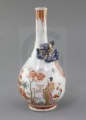 A Chinese export bottle vase, c.1700, decorated in Holland with Oriental style figures in a