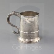 A George I Brittania standard provincial silver mug by John Elston, with banded girdle and s-