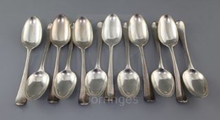 Twelve George III silver Hanoverian pattern tablespoons, by Isaac Callard, with engraved crest,
