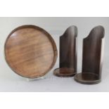 A pair of George III turned and carved mahogany candle shields, 11.5in., see Pinto plate 117 for