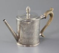 A modern silver George III style Argyle by Rodney C. Pettit, of plain cylindrical form, with