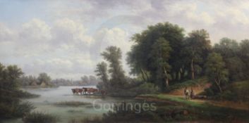 G. Steffensonoil on canvasRiver landscape with cattle wateringsigned17.5 x 35.5in.