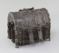 A 19th century copy of a 16th century French iron casket, 9in.