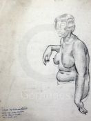 § William Roberts (1895-1980)pencil drawingFemale life study sitting three quarter front upper