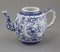 A Chinese blue and white ovoid wine pot, Daoguang six character mark and possibly of the period,