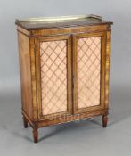 A William IV rosewood dwarf bookcase, with brass three quarter gallery and two brass grille doors,