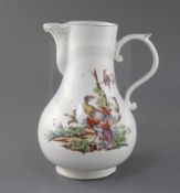 A large Derby baluster-shaped jug, c.1760-5, with unusual shell moulded spout to the cylindrical