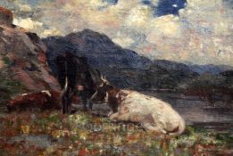 Andrew Douglas (1871-1935)oil on canvasCattle beside a lochsigned14.5 x 21.5in.