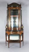 Edwards and Roberts. A late Victorian marquetry inlaid rosewood demi lune display cabinet, with