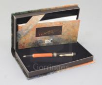 A Montblanc Meisterstuck limited edition Hemingway ballpoint pen, mint and boxed