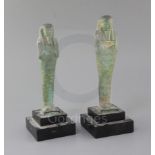 Two Egyptian green glazed composition Shabti, late period, 26th-30th dynasty, circa 664-332 B.C.,