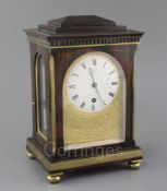 A Regency miniature mantel timepiece, Barraud, London, c.1825, the four-pillar fusee movement with