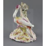 An extremely rare Girl-on-a-Horse or Compass Marked figure of an exotic bird, c. 1755, the bird with