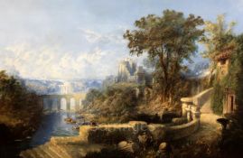 George Armfield (1808-1893)oil on canvasClaudian landscape with classical buildings and