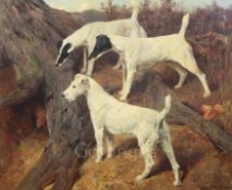 § Arthur Wardle R.I., R.B.C. (1864-1949)oil on canvasFox terriers beside a warren: 'Top Mowbray