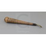 A George III rosewood wig powdering 'carrot', with horn mouthpiece, 11.5in., see Pinto plate 395 for