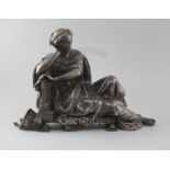 Albert-Ernest Carrier-Belleuse (1824-1887). A bronze reclining figure of St Cecilia, signed A.