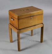 A David Joel marquetry inlaid weathered sycamore humidor on stand, made by Fred Cheeseman at The