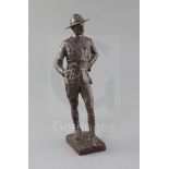 Sydney March (1876–1968). A bronze figure of Lord Baden Powell, inscribed Mafeking 1900, signed
