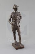 Sydney March (1876–1968). A bronze figure of Lord Baden Powell, inscribed Mafeking 1900, signed