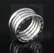 An Italian 18ct white gold Bulgari B-Zero-1 ring, signed, size K.