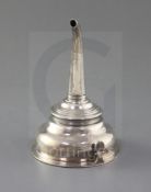 A George III silver wine funnel by Peter & Ann Bateman, London, 1799, no muslin ring, 12.7cm, 2.75