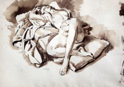 § Michael Rothenstein (1908-1993)ink and washReclining female nude, a sketch of figures around a