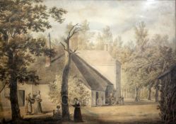 Robert Marris (1750-1827)pair of watercolours with inkViews of a Dutch house with figures in the