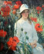 Albert Thomas Jarvis Gilbert (active 1880-1920)oil on canvas'Jeune Fille et Coquelicots' c.