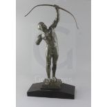Victor de Manet. An Art Deco bronze figure of an archer, signed and dated 1932, on black marble