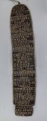 An unusual Victorian needlework hanging wall pocket, stitched by William Burwise with a verse