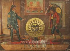 A 19th century Sun Fire Office London printed tin advertising sign 53 x 73cm