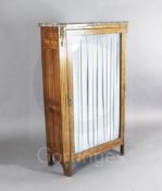 A 19th century French Louis XVI style kingwood and rosewood vitrine, with variegated grey marble top