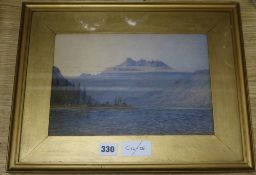 John B.Bedford, watercolour, Dents du Midi and Lake Lemain, signed, 19 x 29cm.