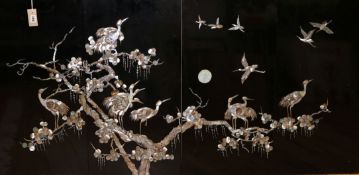 A Japanese mother of pearl four piece panel