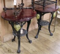 A pair of painted base pub tables W.62cm