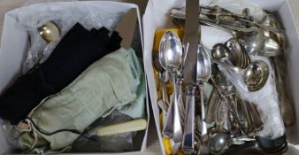 A quantity of silver plated flatware and some minor silver