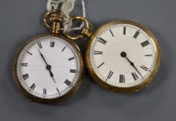 A 9ct gold fob watch and a lady's18k dress pocket watch.