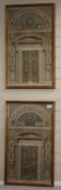 After J. Ottaviani, two hand coloured engravings of architectural panels of Raphael's Vatican