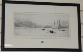 William Lionel Wyllie, etching, 'Big Class Yachting off Loch Long, Scotland', signed in pencil, 18 x