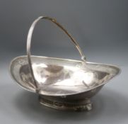 A George III silver oval cake basket, Robert Hennell I, London, 1784, repair to handle, 33.4cm, 23