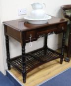 A Chinese hardwood washstand and jug and bowl W.87cm