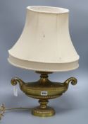 A brass table lamp, a dressing set etc.