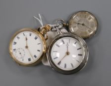 A George III silver pair case pocket watch, by Johnson, Grays Inn Passage and two other pocket