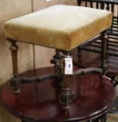A French mahogany X frame stool W.44cm
