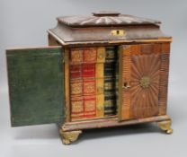 A William IV leather sewing and writing cabinet 32cm high x 29cm wide