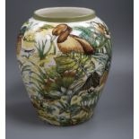 A French 1960's Lancel, duck decorated vase 29cm high