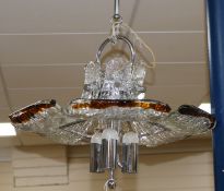 An Italian glass flower 1970's chandelier, by Carlo Nason, Murano for Mazzega height 43cm